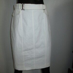 A-K-R-I-S white cotton linen pencil skirt